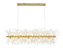 Bethel International Canada GL87C47BR - 15-Light Brass Linear Chandelier With Clear Crystal Spike Accents